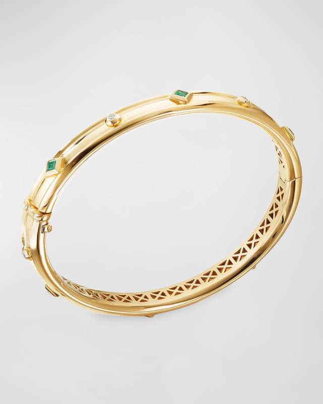 Modern Renaissance 18k Diamond & Emerald Bracelet, Size